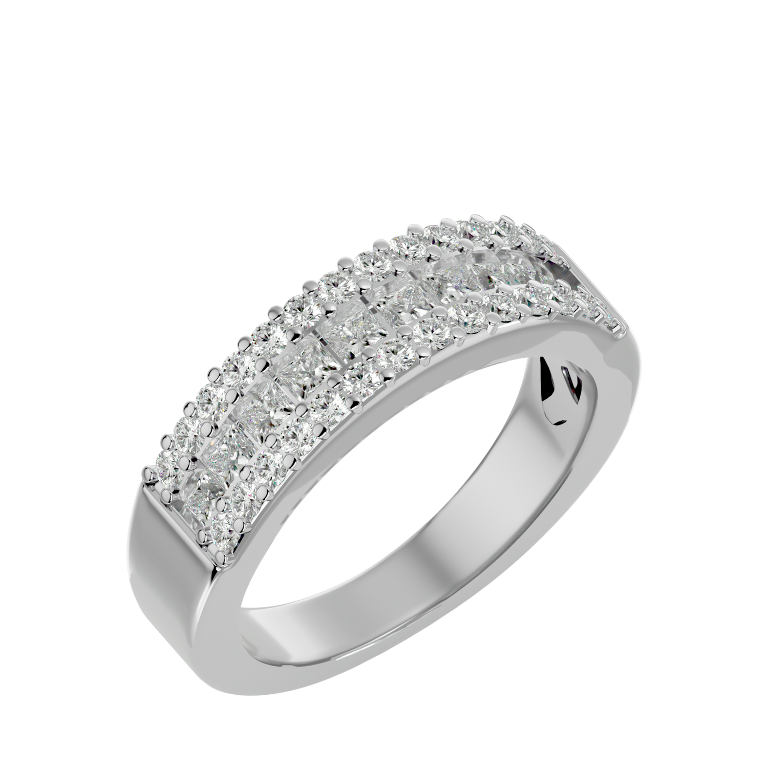 River Diamond Wedding Band